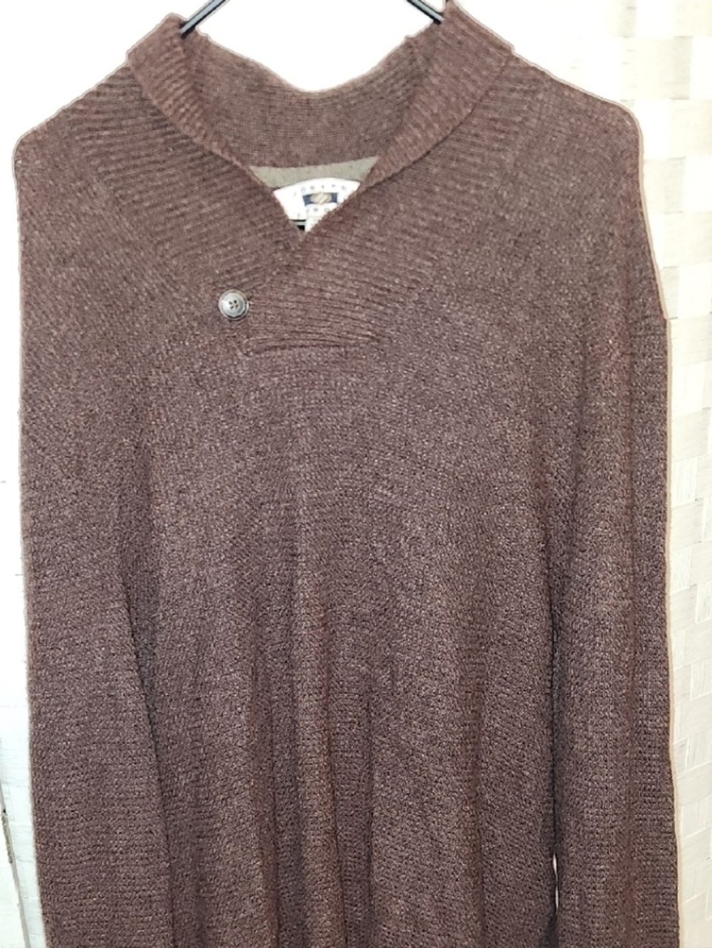 Joseph Abboud Sweater Mens Large Maroon Brown Wool Shawl Collar Sz 3XLT
